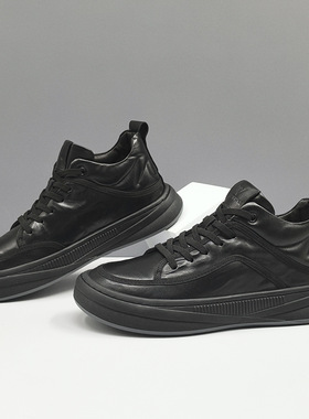 真皮板鞋男款潮流百搭歪头休闲鞋欧洲站小众休闲鞋轻奢萌丑芒果鞋