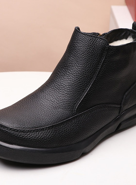 冬季加厚绒保暖纯羊毛高帮棉鞋男皮毛一体雪地靴防滑外贸真皮短靴