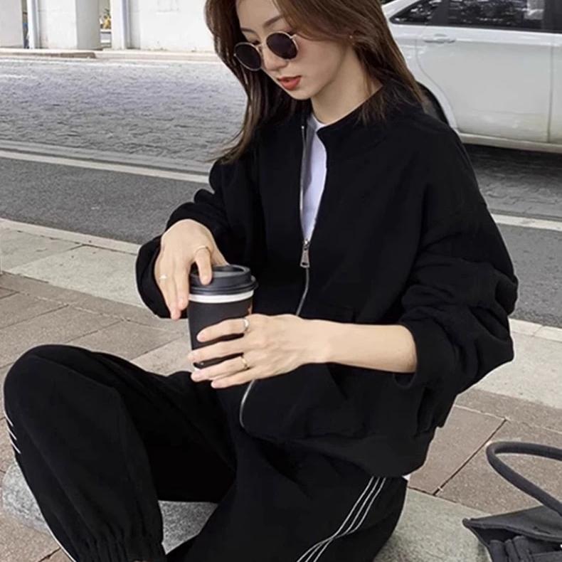 学生宽松显瘦运动套装女秋冬加绒韩版时尚减龄卫衣休闲两件套跑步