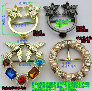 皮具新款酒神女包五金配件DIY圆针扣彩珠黑金色卡燕子螺丝扣双鸟