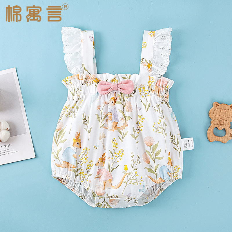 宝宝包屁衣无袖夏季洋气小公主吊带三角哈衣婴儿连体衣纯棉爬服薄
