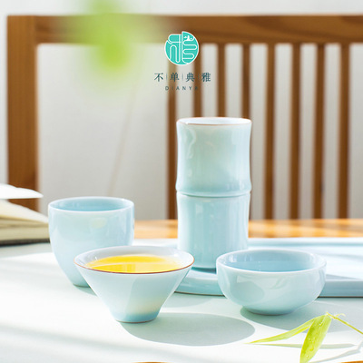 不单典雅青瓷品茗杯功夫茶具