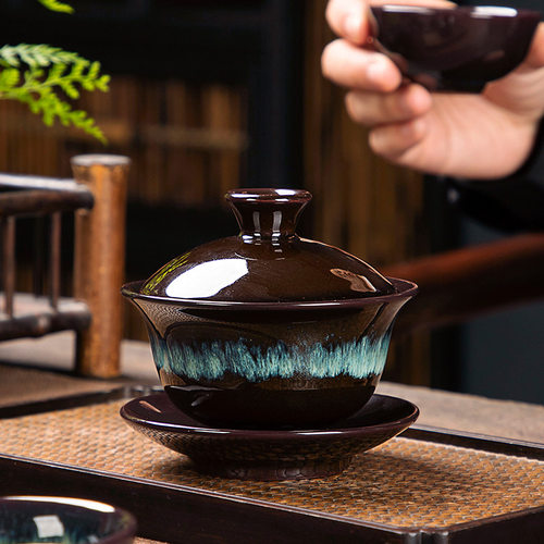 不单典雅茶碗陶瓷窑变黑釉复古