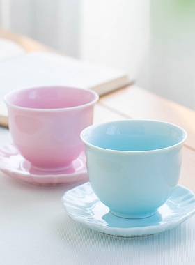 大号多彩青瓷影青茶杯简约陶瓷喝茶主人杯家用酒店餐馆会客人杯自