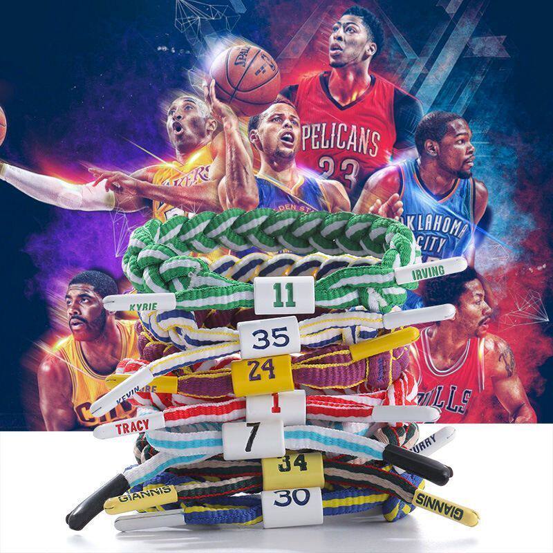 NBA手环篮球足球詹姆斯欧文杜兰特库里C罗梅西夜光手链编织运动