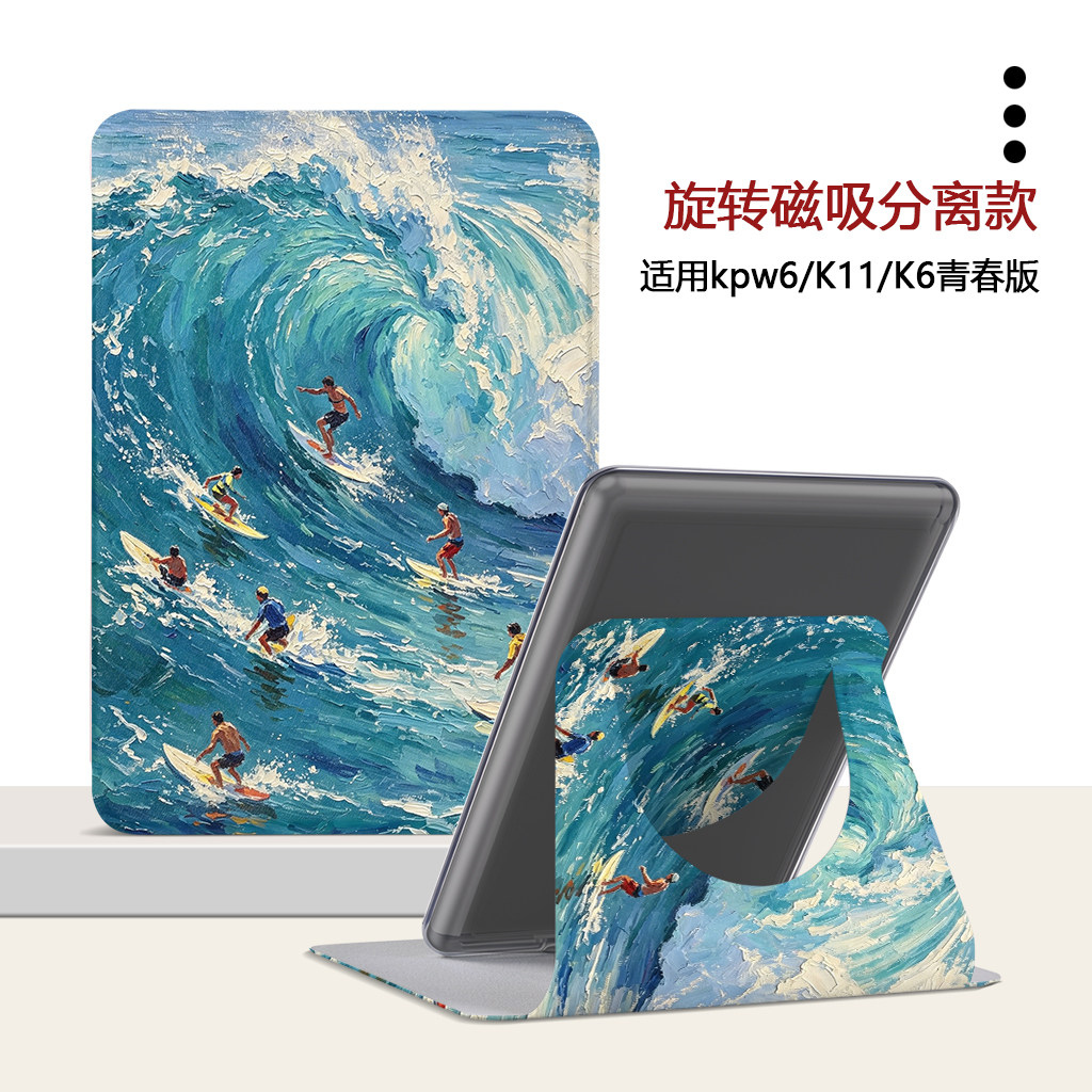 适用Kindlekpw6磁吸12代958冲浪658油画旋转KOBO简约电子书保护套 - 实物图