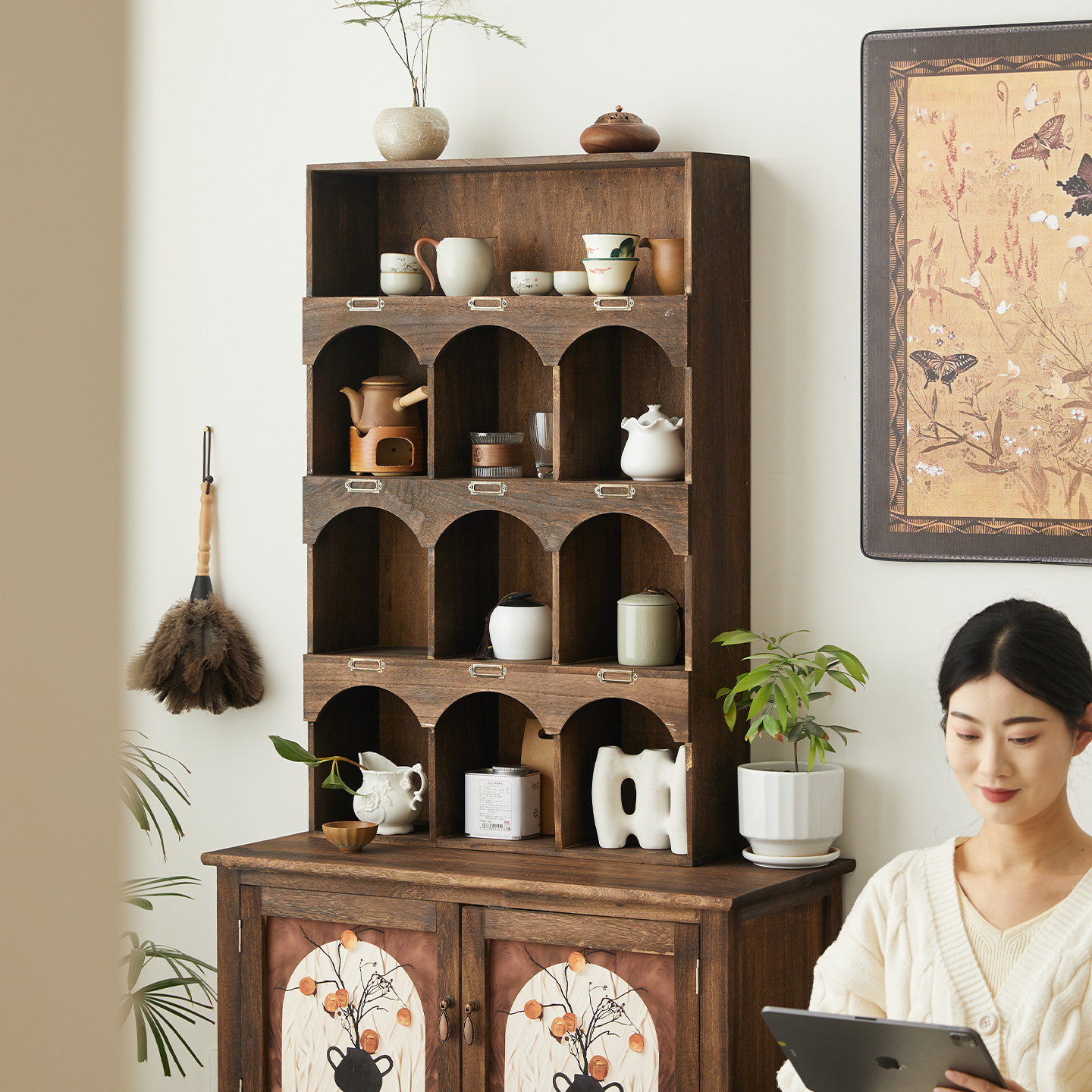 实木博古架多宝格客厅茶室收纳置物架复古展示柜桌面杯架多层格子,住宅家具,多宝格/博古架,淘宝优惠券,粉丝福利购,淘宝优惠卷