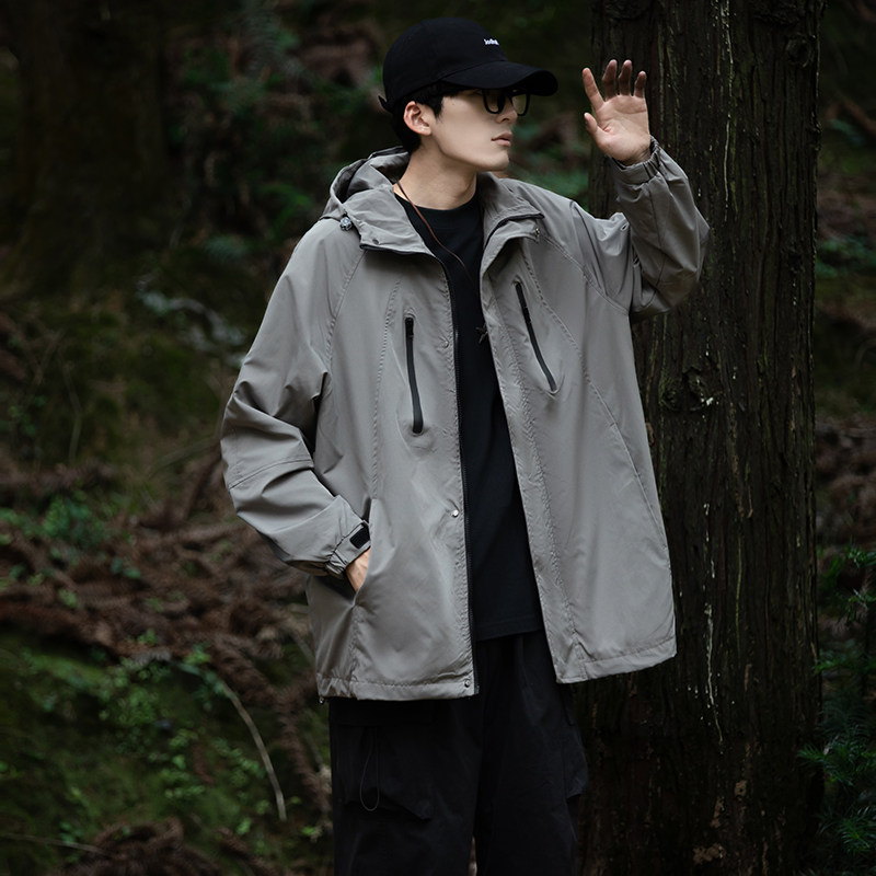 山系户外冲锋衣外套男女春秋机能风潮牌连帽夹克上衣JK6228p75，男装夹克，电商D315