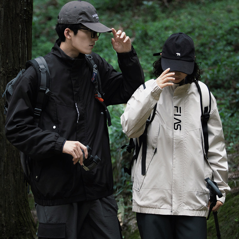主推美式复古立领冲锋衣情侣夹克运动外套男女JK6218p55控89,男装夹克,电商D315