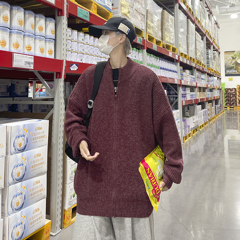 高品质韩版拉链开衫毛衣高领潮流宽松加厚针织衫外套男MY2207p50,男装针织衫/毛衣,电商D315
