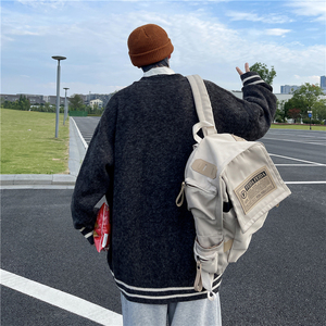 抖音  复古日系慵懒V领针织衫外套男女宽松休闲毛衣MY2201p50图片