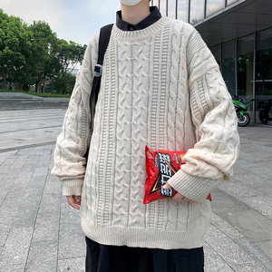 高质量！秋冬季新款圆领提花毛衣男加厚线针织衫毛衣潮MY2235p50图片