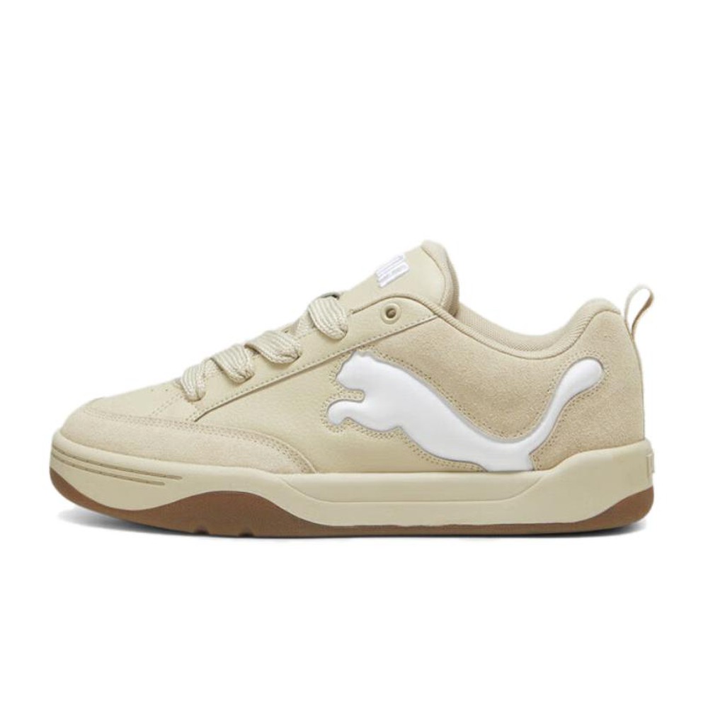 【攀登】 PUMA 板鞋 防滑 二层牛皮人造革 系带 圆头 米色 平跟