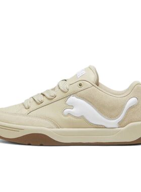 【攀登】 PUMA 板鞋 防滑 二层牛皮人造革 系带 圆头 米色 平跟