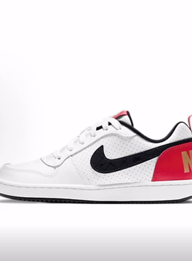 Nike Court Borough Low 合成革时尚潮流舒适低帮儿童板鞋黑白红