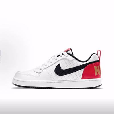 Nike Court Borough Low 合成革时尚潮流舒适低帮儿童板鞋黑白红