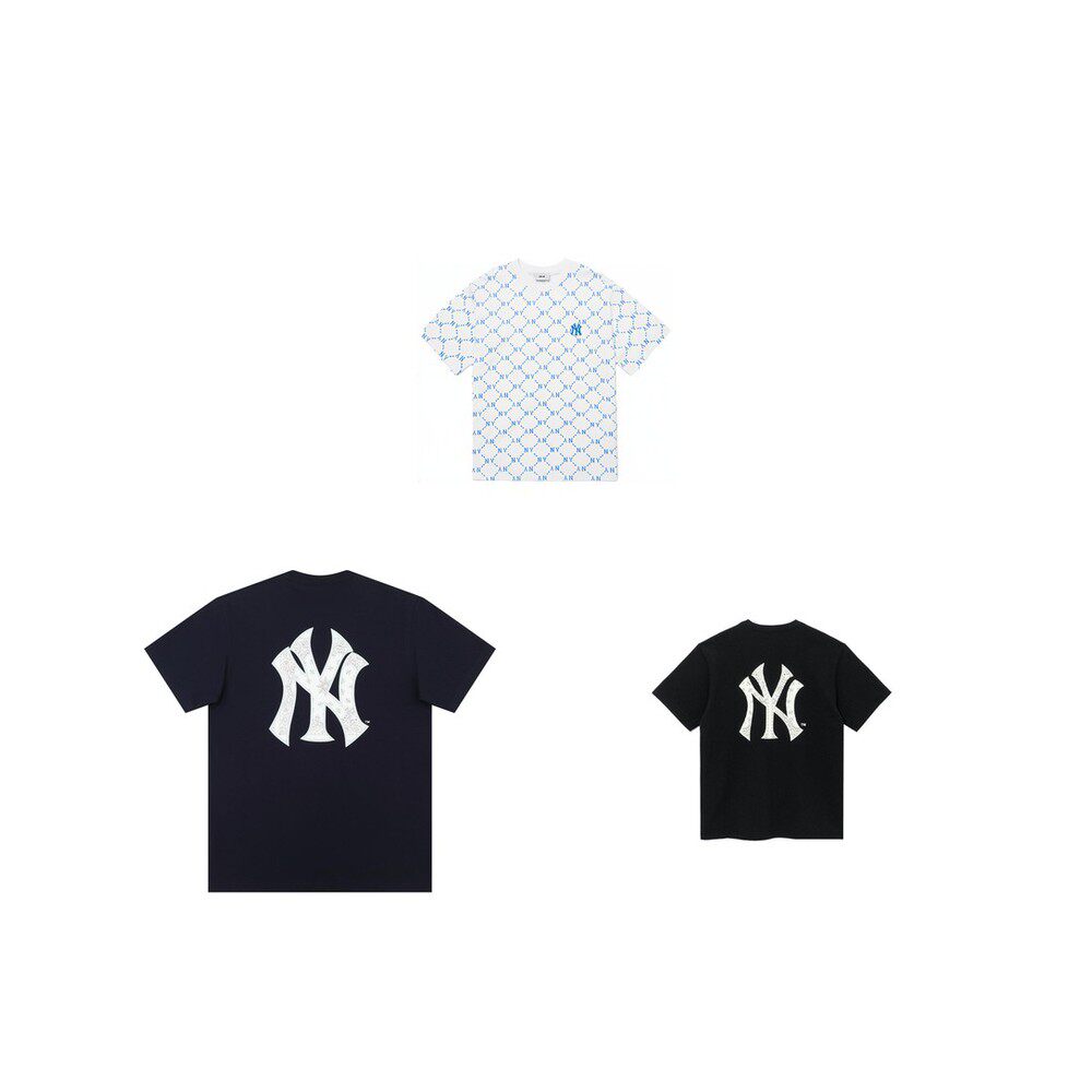 【攀登】New Era MLB系列 纽约洋基队 Logo套头圆领腰果花短袖T恤