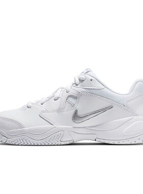 Nike 网球鞋 耐磨 系带 低帮 平跟 白色 女 圆头 四季通用