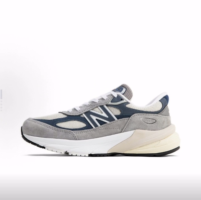 New Balance NB 990 V6 复古 猪皮透气 低帮跑步鞋男女同款灰蓝