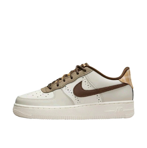 Nike Air Force 1 皮革 潮流舒适 耐磨 低帮 儿童板鞋 白棕