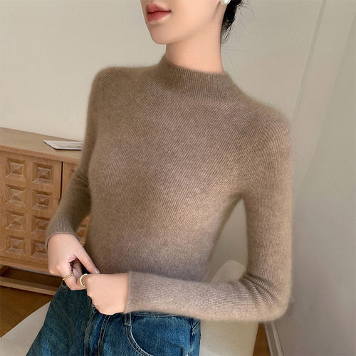 2025新款绵羊绒无缝半高领针织衫