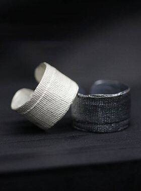 创口贴戒指暗黑系S925纯银绷带小众设计个性款指环ins男女配饰