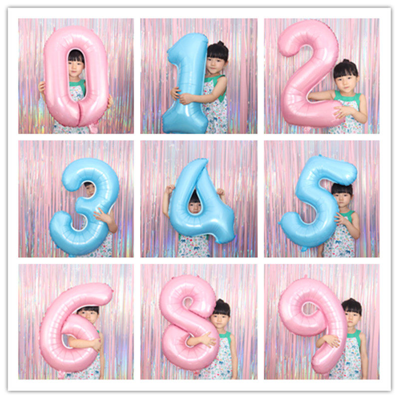 珠光数字气球蓝色宝宝周岁百天