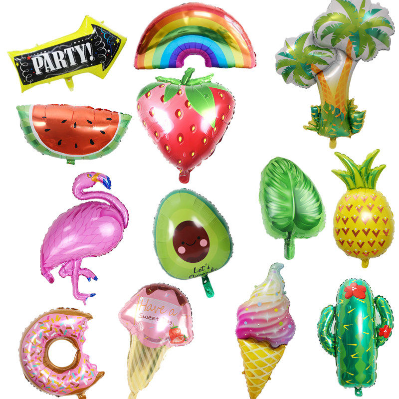 水果冰淇淋夏威夷热带沙滩主题气球拍照夏日派对风格场景生日装饰