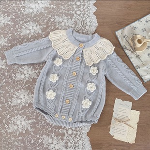 三小朵2672【小兰花】婴幼儿女童宝宝秋款韩系高级可爱花朵哈衣