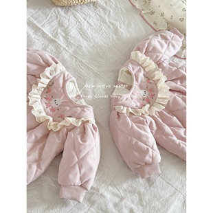 三小朵婴儿衣服秋冬可爱超萌女宝宝加绒哈衣桁棉加厚保暖连体衣外