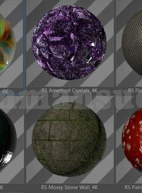 59- c4d材质 6个 Redshift金属材质工程  Redshift渲染器材质球