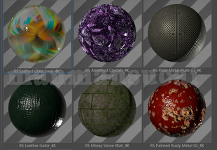 59- c4d材质 6个 Redshift金属材质工程 Redshift渲染器材质球