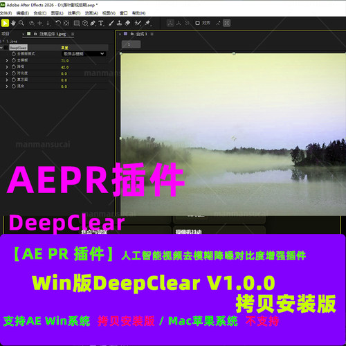 d68-Win版汉化AEPR插件人工智能视频去模糊降噪插件DeepClear