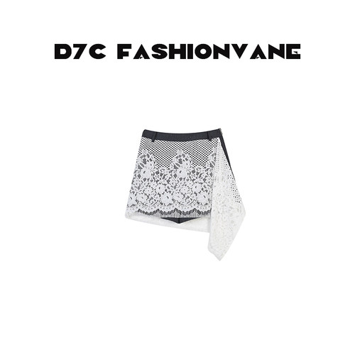 【XINMO买手店】小众蕾丝细闪不规则拉链屁帘短裤女C07240507