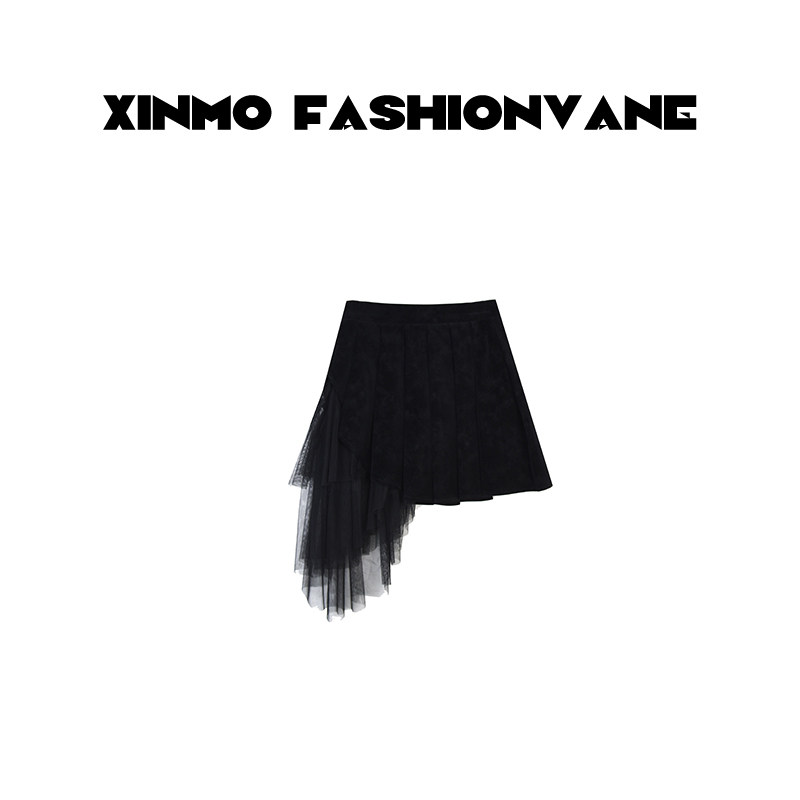 【XINMO买手店】麂皮不规则遮肉百褶短裤裙C10102501