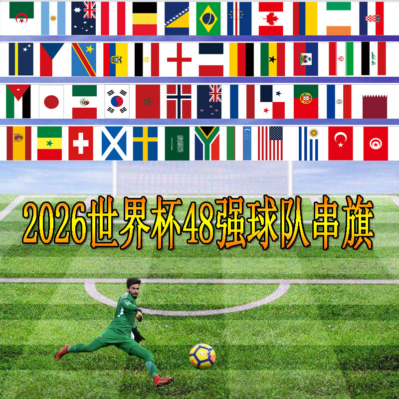14*21cm挂旗吊旗万国旗球迷助威 2026美加墨足球比赛48强串旗