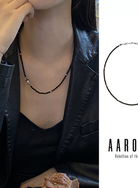 手工项链925银黑色锆石