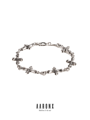 AARONX通用925银原创十字架手链