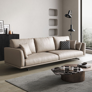 意式轻奢真皮沙发小户型客厅极简悬浮羽绒沙发高级创意皮沙发组合