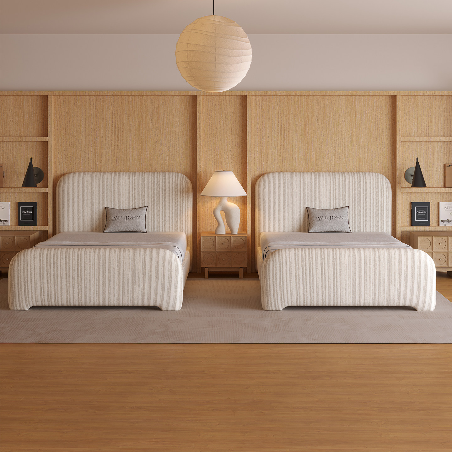 PAULJOHN极简轻奢布艺床进口棉麻别墅平层卧室简约儿童床2026新款,住宅家具,布艺床,淘宝优惠券,粉丝福利购,淘宝优惠卷