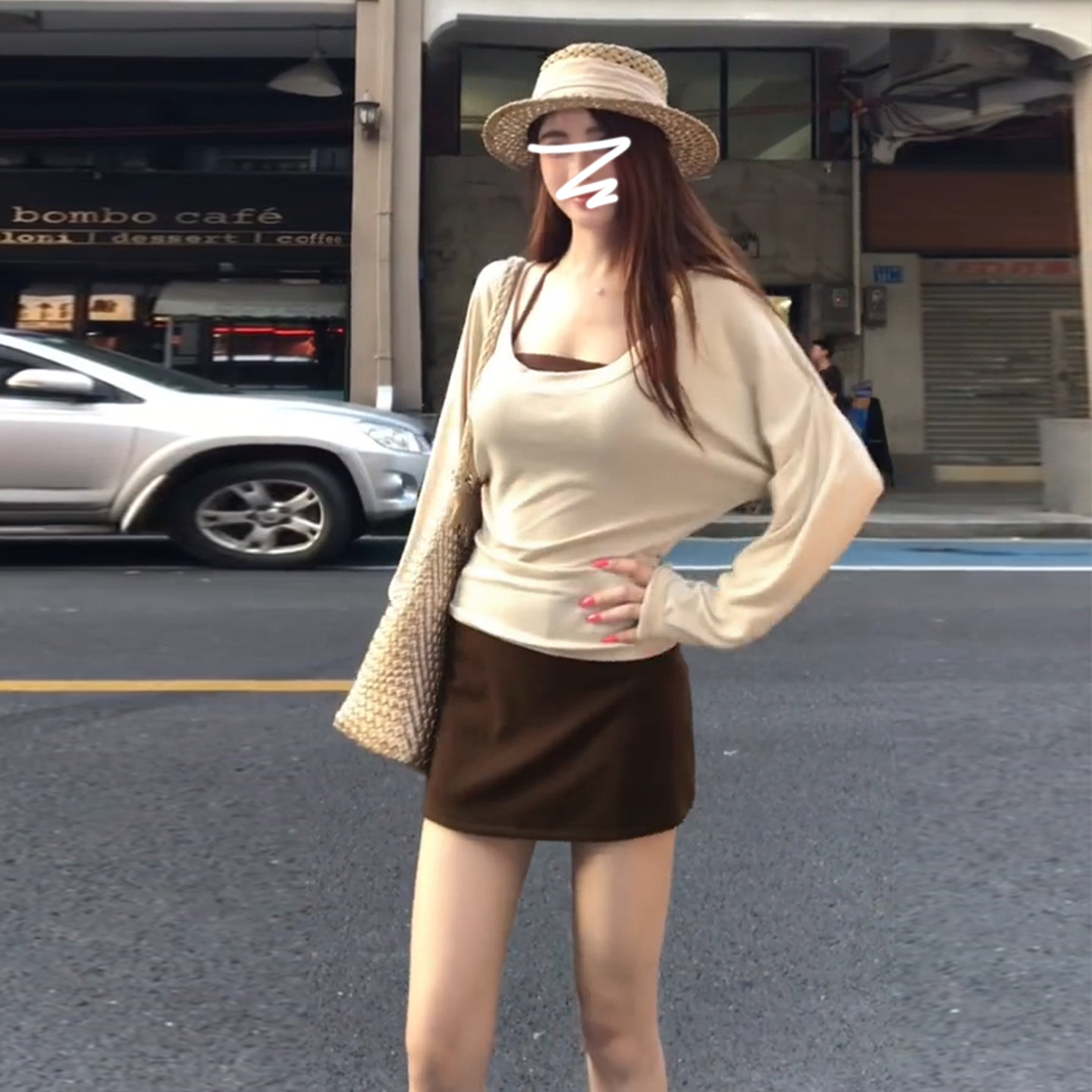 法式长袖吊带连衣裙子女2026新款早秋韩系氛围感穿搭短裙两件套装