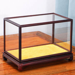 红木玻璃罩古玩高档工艺品摆件供佛木雕防尘罩宝笼透明展示盒定制