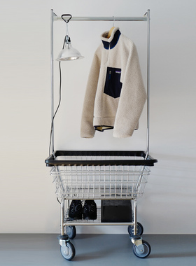 国内现货 美国EVERSTRONG洗衣车 可移动挂杆衣架收纳脏衣篮工业风
