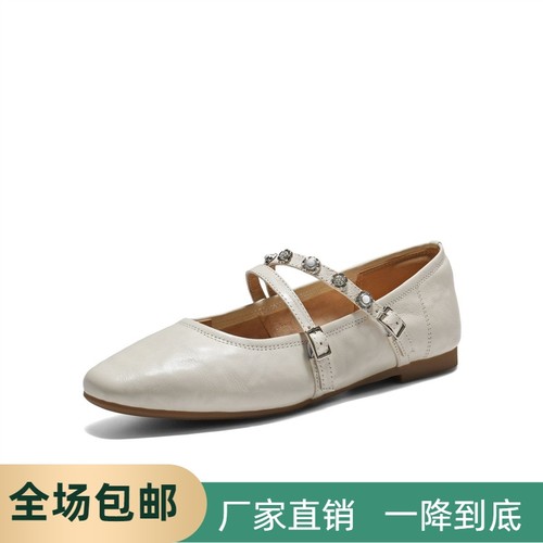 同款复古羊皮玛丽珍鞋女2026春季新款平底舒适浅口单鞋子F2B1DAQ6