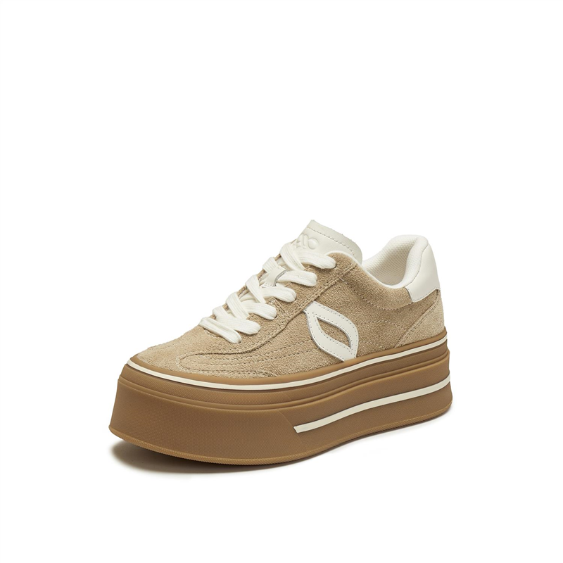 同款2026春新款牛皮圆头增高休闲鞋松糕厚底板鞋女单鞋3998AAM6