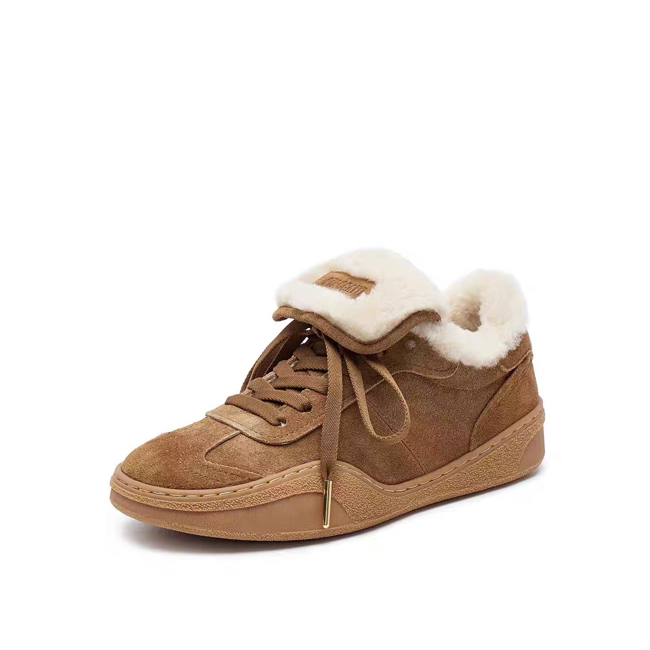 商场同款2025冬新款加绒复古毛毛鞋保暖德训鞋休闲鞋女鞋C6797AM5