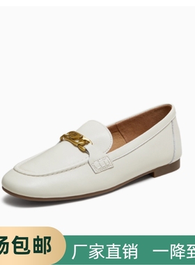 撤柜同款女鞋2025秋新款丝绒拿铁时尚休闲鞋羊皮乐福鞋女7QCC1C