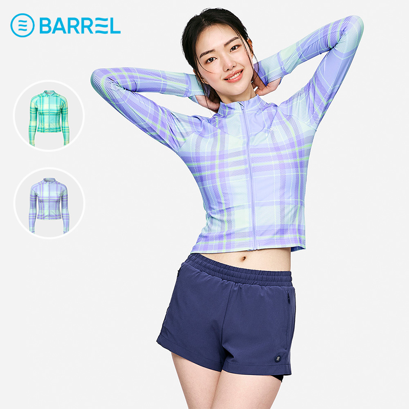 韩国BARREL 2025新款女士短款冲浪衣防晒泳衣拉链水母服海边浮潜