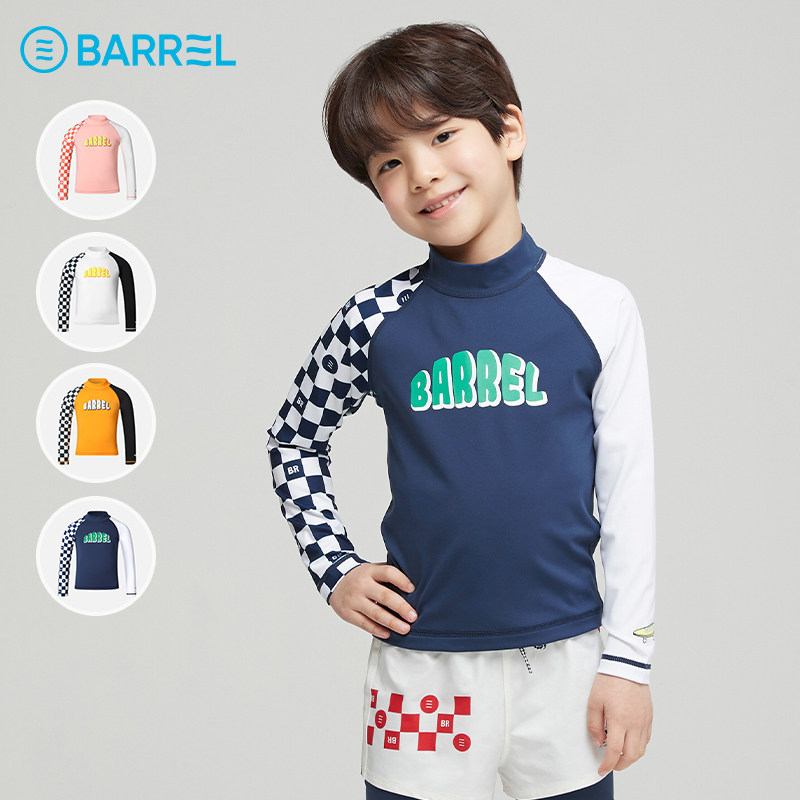 韩国BARREL儿童泳衣冲浪服防晒速干潜水服女孩男童分体长袖游泳衣