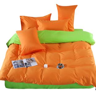 全棉斜纹纯色简约双拼被套AB版纯棉四件套宾馆酒店民宿1.2m床用品